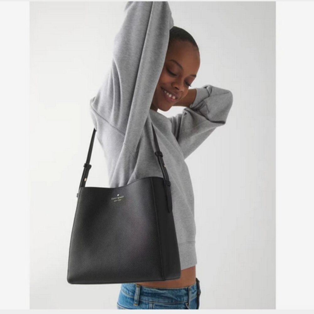 NWT Kate Spade Juliette Medium Black Bucket Bag (KM546)